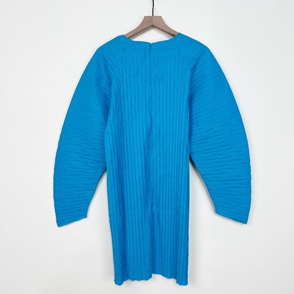 Oval Square Iggy Dress Mini Statement Barrel Sleeves Modern Disco Pleated Party - Picture 10 of 11